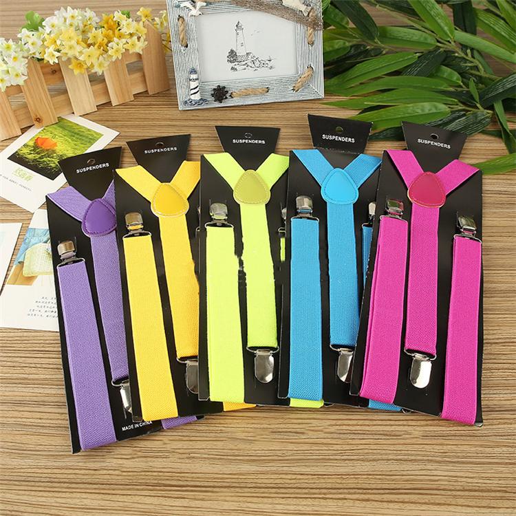 42 colors Adult women and Mens suspenders X-Back 1" Wide Adjustable Solid Straight Clip Suspenders For Trousers accessories Wholesale