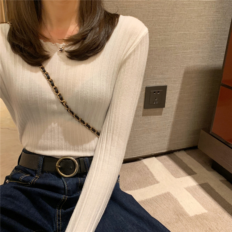 Lucyever Knitted Women Sweater Fashion Ruffled Long Sleeve Pullover Jumer Autumn Slim Korean Female Black Basic Top 201223