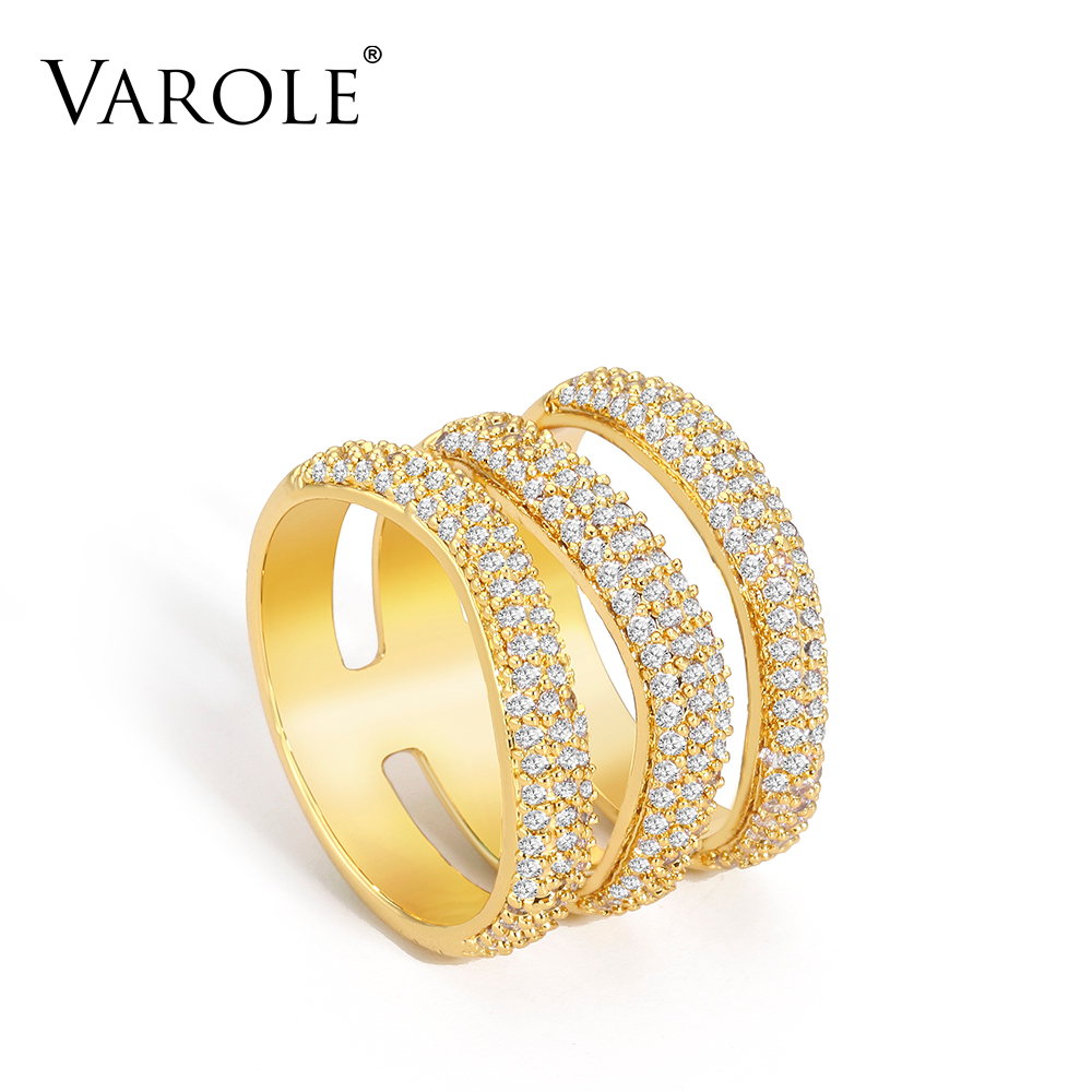 VAROLE Cute Crystal Ring Gold Color 3 Layer Lady Finger Rings For Women Fashion Jewelry Friends Gifts Anillos Mujer
VAROLE Cute Crystal Ring Gold Color 3 Layer Lady Finger Rings For Women Fashion Jewelry Friends Gifts Anillos Mujer