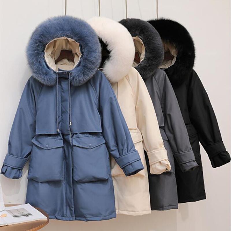 Winter White Duck Down Jackets Women Fur Hooded Oversize Thick Warm Coat Autumn Casual Long Loose Large Fur Collar Puffer Jacket, Black
Winter White Duck Down Jackets Women Fur Hooded Oversize Thick Warm Coat Autumn Casual Long Loose Large Fur Collar Puffer Jacket, Black