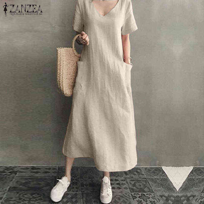 ZANZEA 2021 Women Long Maxi Summer Dress Casual Cotton Linen Ladies Big Pockets Beach Party Robe Femme Vestidos G1223, A solid beige
ZANZEA 2021 Women Long Maxi Summer Dress Casual Cotton Linen Ladies Big Pockets Beach Party Robe Femme Vestidos G1223, A solid beige