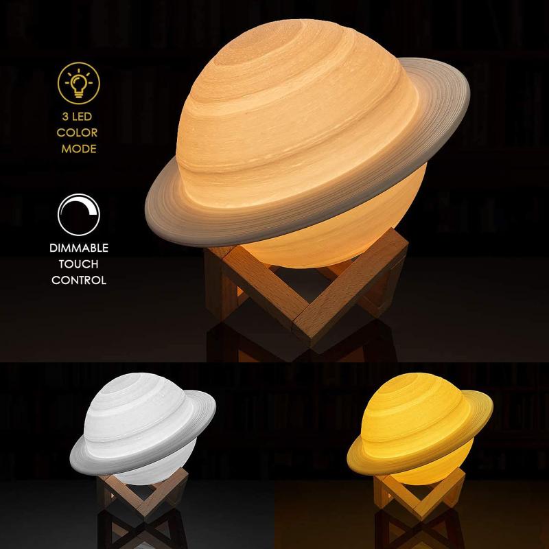 Saturn Lamp 3D Print Night Light Rechargeable Touch 3 Color Remote Control Lamp Lights 16 Colors Change Remote LED Light Gift
Saturn Lamp 3D Print Night Light Rechargeable Touch 3 Color Remote Control Lamp Lights 16 Colors Change Remote LED Light Gift