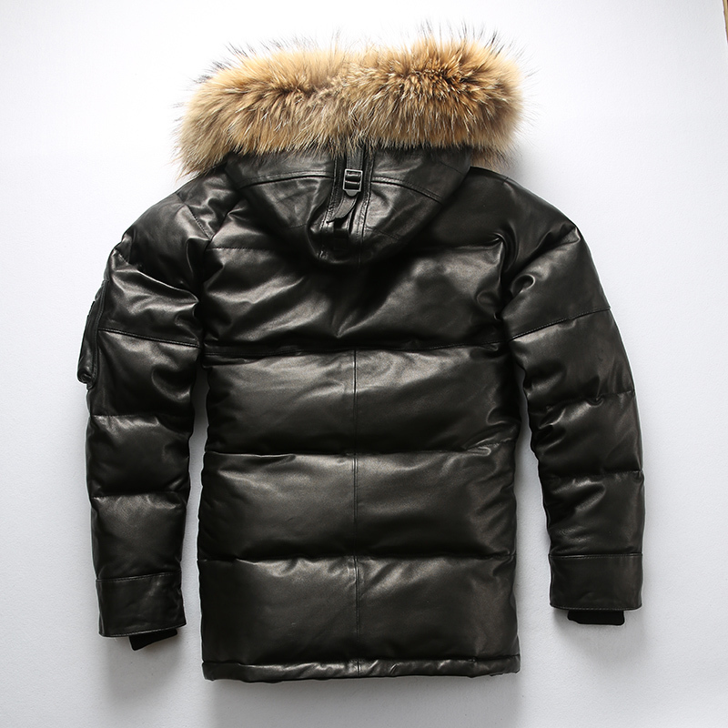 018 Read Description quality super warm genuine sheep skin duck down leather jacket mens sheep leather duck down coat 201128