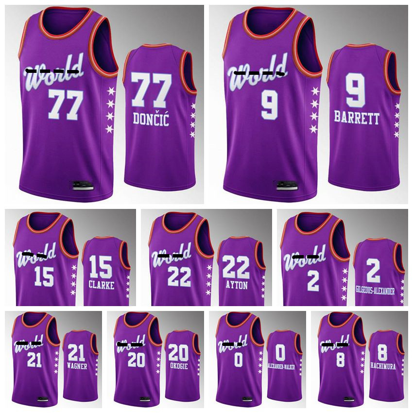 2021 Mens DallasMaverickMen's World Team RJ Barrett Rui Hachimura Luka Doncic Shai Gilgeous-Alexander City Basketball Jersey 01