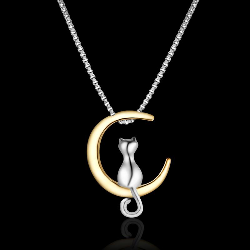 Fashion Cute Animal Cat Moon Pendant Necklace Charm Gold Silver Color Box Chain Clavicle Chain Kitten Pet Choker Femme Collier
Fashion Cute Animal Cat Moon Pendant Necklace Charm Gold Silver Color Box Chain Clavicle Chain Kitten Pet Choker Femme Collier