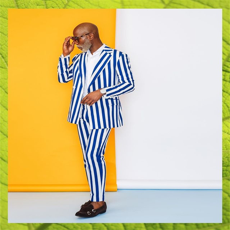 2 pieces formal men suits cotton thick stripe groom tuxedos lapel modern men coatpant custom made casual party suit