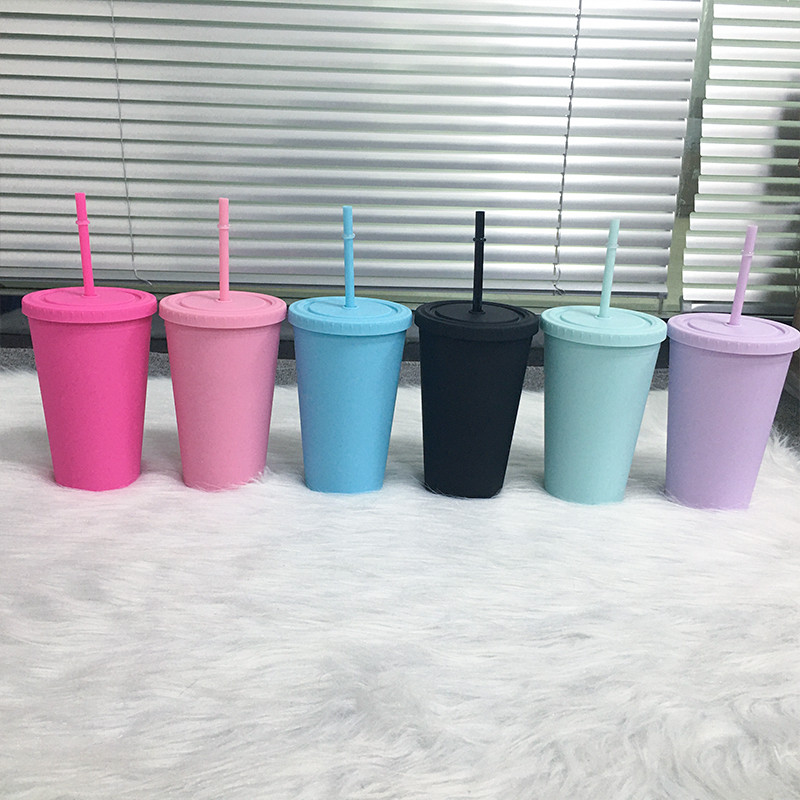 16oz Matte Skinny Tumbler Plastic Acrylic Tumblers Double Wall Coffee Drinking Cup With Flat Lids and Straws, Customize
16oz Matte Skinny Tumbler Plastic Acrylic Tumblers Double Wall Coffee Drinking Cup With Flat Lids and Straws, Customize