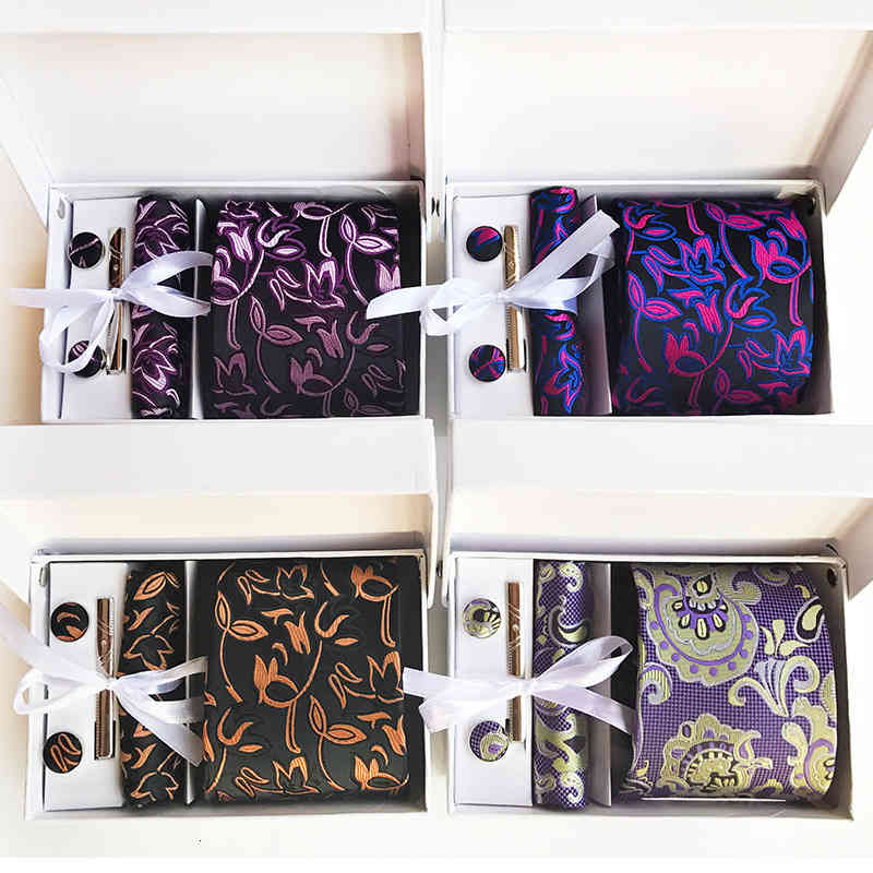 Necktie Scarf Corbata Tie Gift Box 6-piece Set Paisley Wedding