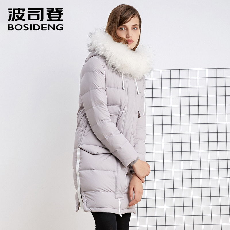 BOSIDENG New Winter Collection Women's midLength down Jacket Warm Jacket Coat for Women real fur High Quality B1601134 201019