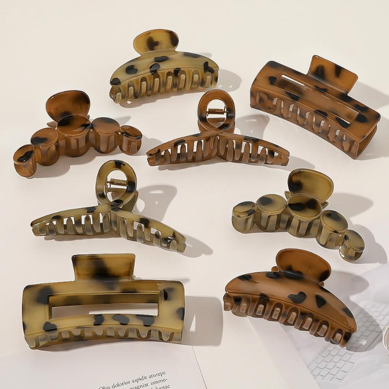 Concise Style Hair Crabs Oversize Leopard Imitation Acetic Hair Claw Clips Washing Make UpPonytail Holders Headwear Accessories