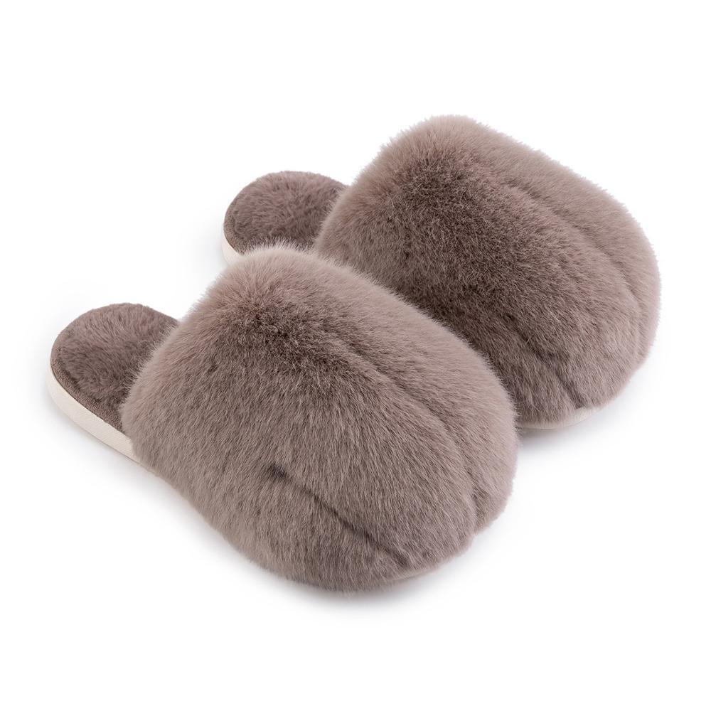 Suihyung Winter Women Fluffy Soft Warm Indoor Home Cute Cat Paw Fur Slides Couple Plush Slippers Furry Flat Shoes Y200424