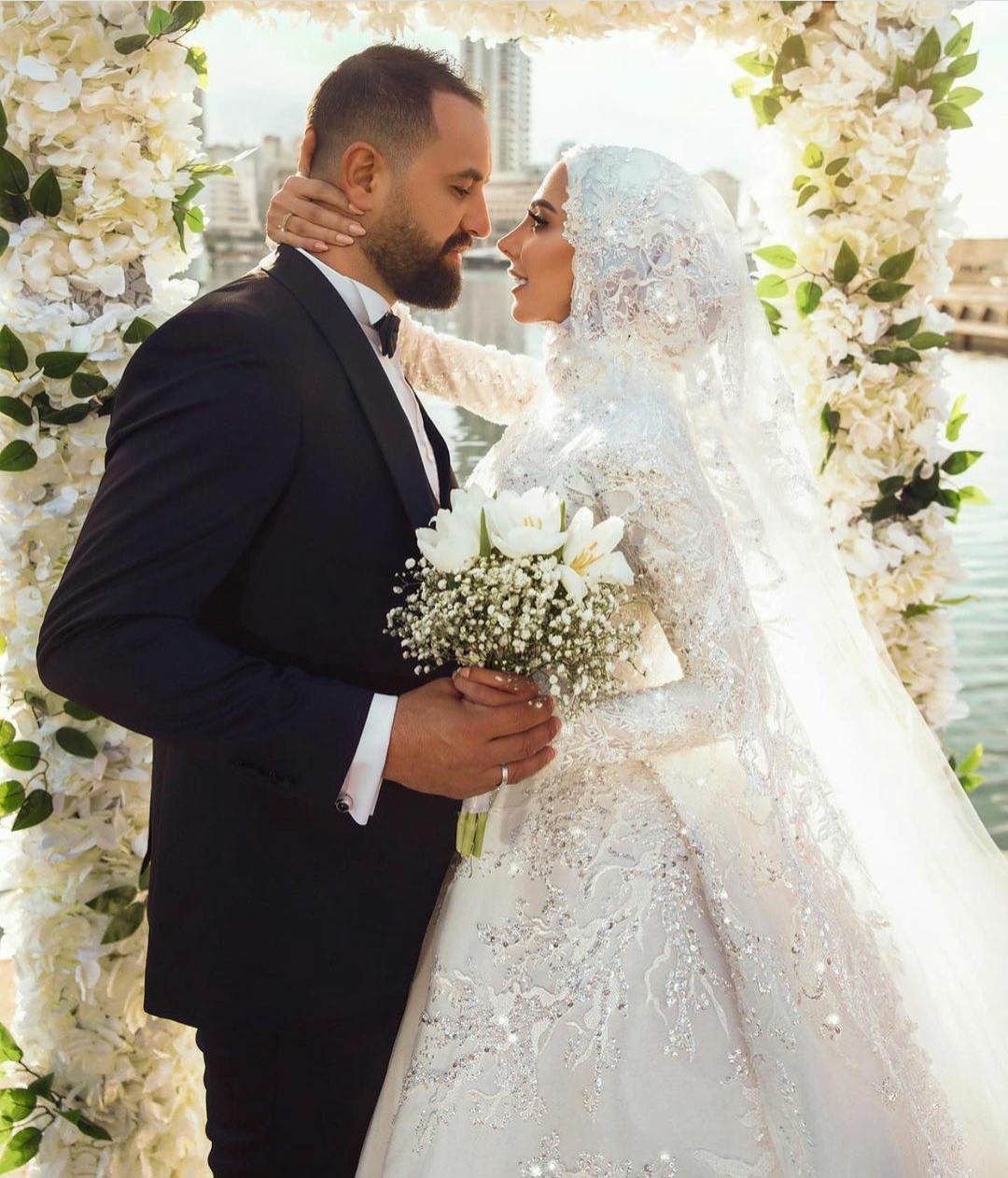 new muslim wedding dresses lace sequined long sleeve vintage bridal gowns with hijab plus size elegant vestido de novia