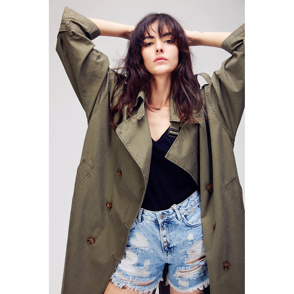JAZZEVAR Autumn New Women's Casual trench coat oversize Double Breasted Vintage Washed Outwear Loose Clothing 201211