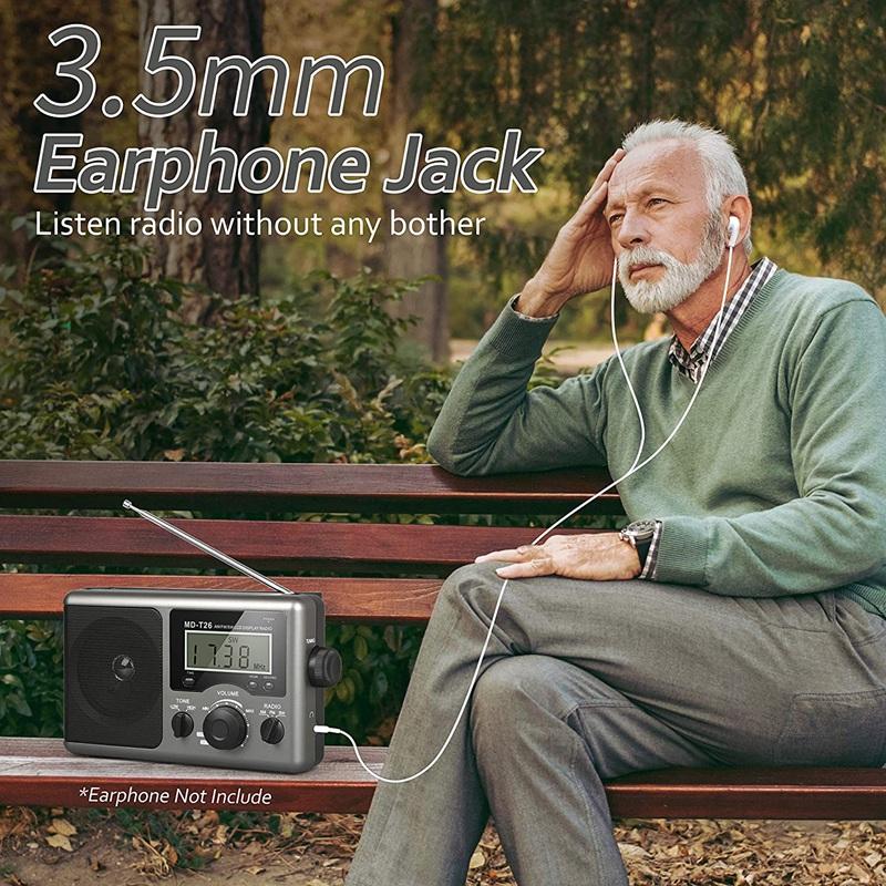 Radio Shortwave Radio,AM FM Transistor With Reception,Time Setting,Big Speaker,Earphone Jack For Gift,Elder,Home