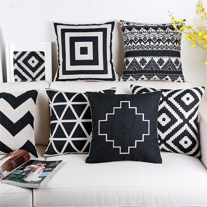 Personalized black and white decorative throw pillowcase geometry cotton linen seat waist cushion cover for sofa home decor 
Personalized black and white decorative throw pillowcase geometry cotton linen seat waist cushion cover for sofa home decor