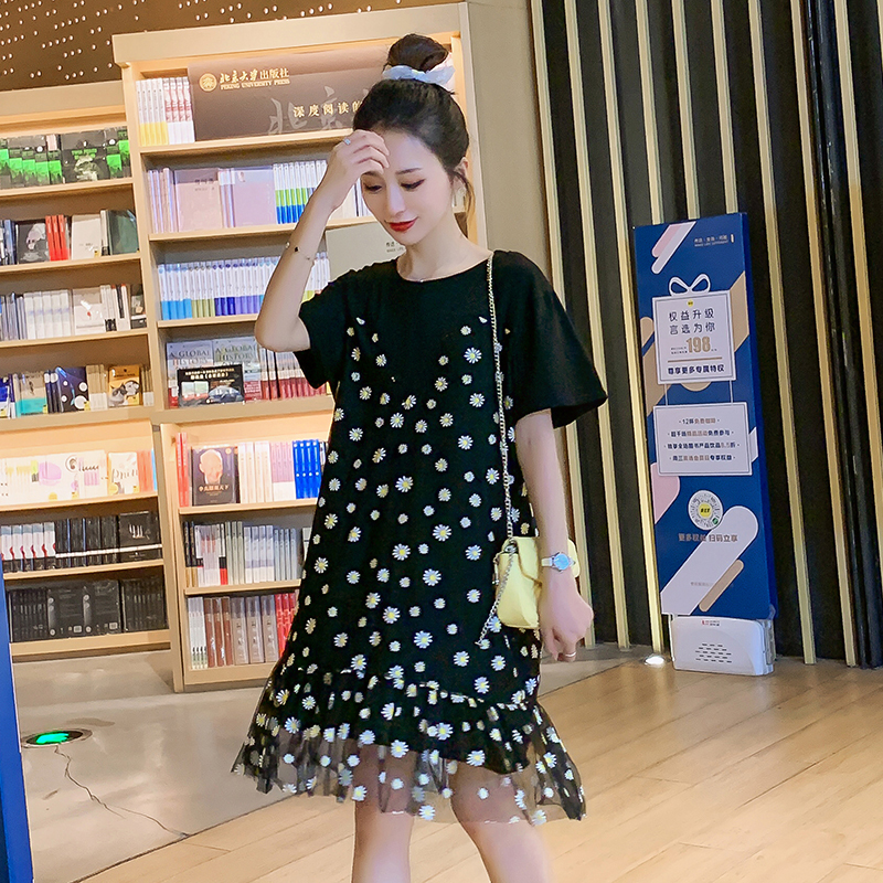Maternity Clothes Summer fashion Short Sleeve Easy Matching Loose Stylish Dress for Pregnant Women Mom Dress LJ201125