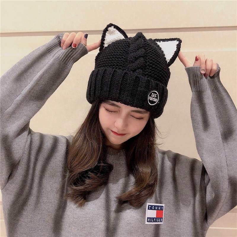 Winter Women's Hat Cute Cat Ears Skull Cap Windproof Ear Protection Knitted Letters Embroidery Koreanto Keep Warm Caps, White
Winter Women's Hat Cute Cat Ears Skull Cap Windproof Ear Protection Knitted Letters Embroidery Koreanto Keep Warm Caps, White