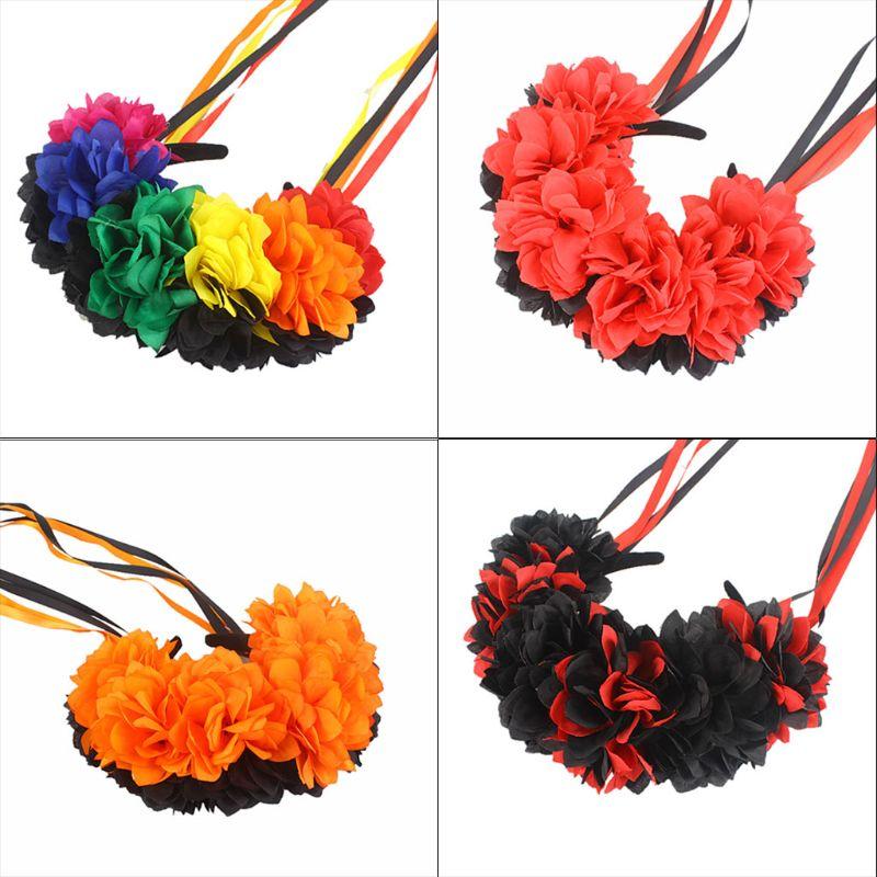 Halloween Faux Flower Ribbon Headband Contrast Colorful Festival Party Dress Up Crown Day of The Dead Cosplay Headpiece
Halloween Faux Flower Ribbon Headband Contrast Colorful Festival Party Dress Up Crown Day of The Dead Cosplay Headpiece
