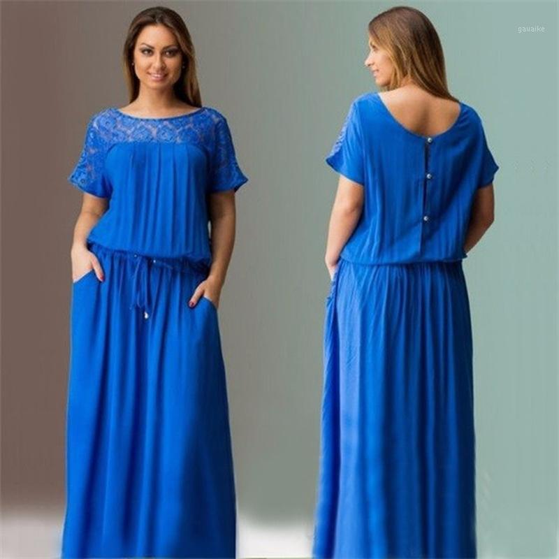 Dress 2018 Summer New Short-sleeved O-neck Dress Female Elegant Large Size Lace Casual Female1, Royal blue
Dress 2018 Summer New Short-sleeved O-neck Dress Female Elegant Large Size Lace Casual Female1, Royal blue