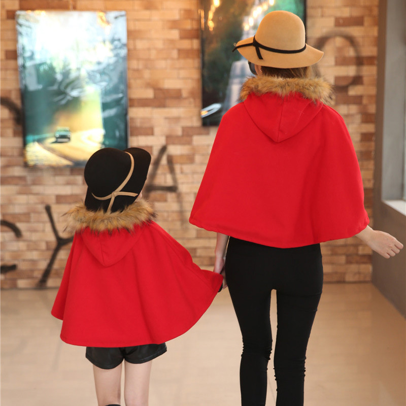 NEW fashion mother & kids family matching outfits cloak thicken velvet daughter girls winter coat 201104