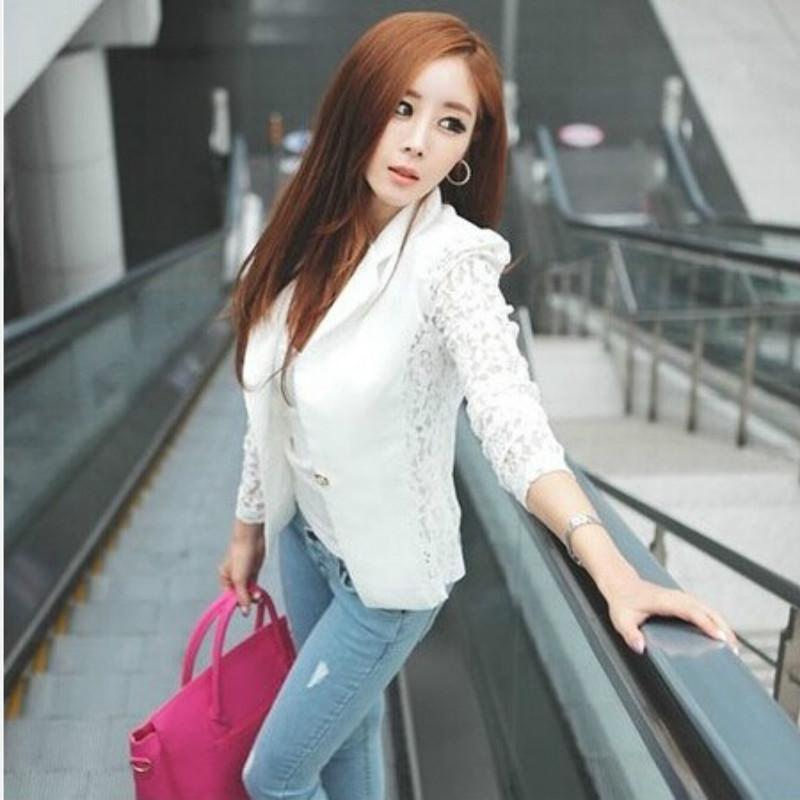 Korean Version Solid Color Slim Fitting Lace Stitching Fashion Hollowing Out Temperament Commuting Button Long Sleeves Suit Coat, Black
Korean Version Solid Color Slim Fitting Lace Stitching Fashion Hollowing Out Temperament Commuting Button Long Sleeves Suit Coat, Black