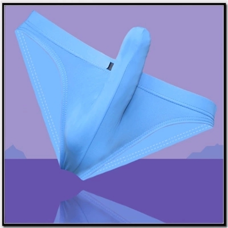 Men's Sexy Cozy Ice silky Bikini with Penis Sleeve Comfortable Men Underwear Stockings 201112