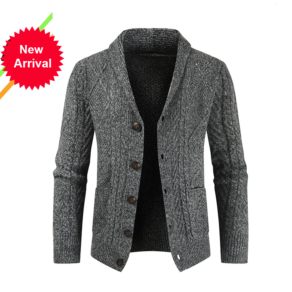 2021 Autumn and Winter New Men's Cardigan Single-breasted Fashion Knit Plus Size Sweater D16q, Xxl