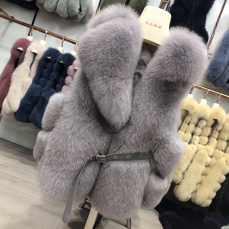 ZDFURS Natural For female Waistcoat long coats Real Fur Coat Vest Jacket 201112