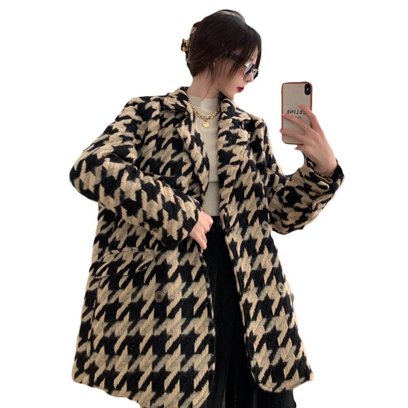 Fashion Houndstooth Wool Coats Women's Autumn Winter Jackets Thickening 2021 New Waist Mid-length Cashmere Woolen Coat 48C, Plaid
Fashion Houndstooth Wool Coats Women's Autumn Winter Jackets Thickening 2021 New Waist Mid-length Cashmere Woolen Coat 48C, Plaid