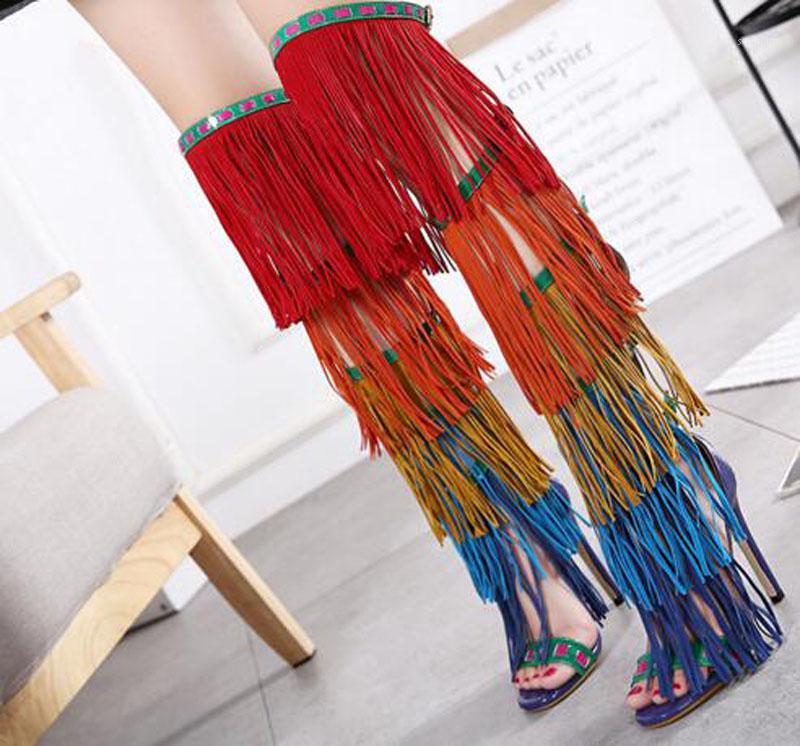 Sestito 2020 Ladies Sexy Mixed Color Tassel Boots Woman Buckle Strap Gladiator Sandals Boots Girls Peep Toe Over-the-knee1, As pictures
Sestito 2020 Ladies Sexy Mixed Color Tassel Boots Woman Buckle Strap Gladiator Sandals Boots Girls Peep Toe Over-the-knee1, As pictures