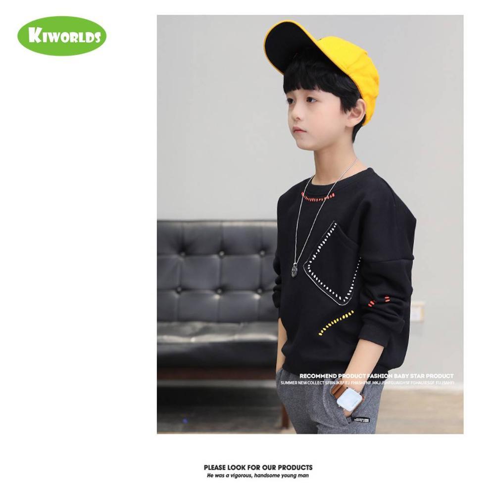 2020 Spring High quality long sleeve cotton soft boy black red khaki Tshirts fashion tops tees clothing for kids Y0121