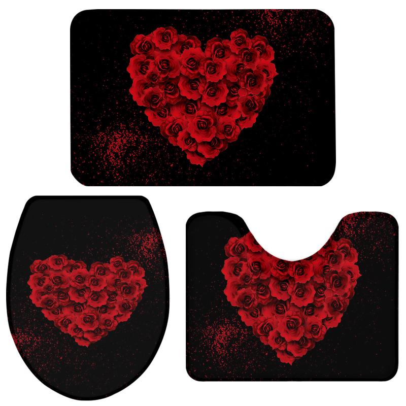 Valentine'S Day Love Red Rose Bathroom Set Toilet Cover Mat Pedestal Rug Non-Slip Bathroom Accessories Set Home Doormat
Valentine'S Day Love Red Rose Bathroom Set Toilet Cover Mat Pedestal Rug Non-Slip Bathroom Accessories Set Home Doormat