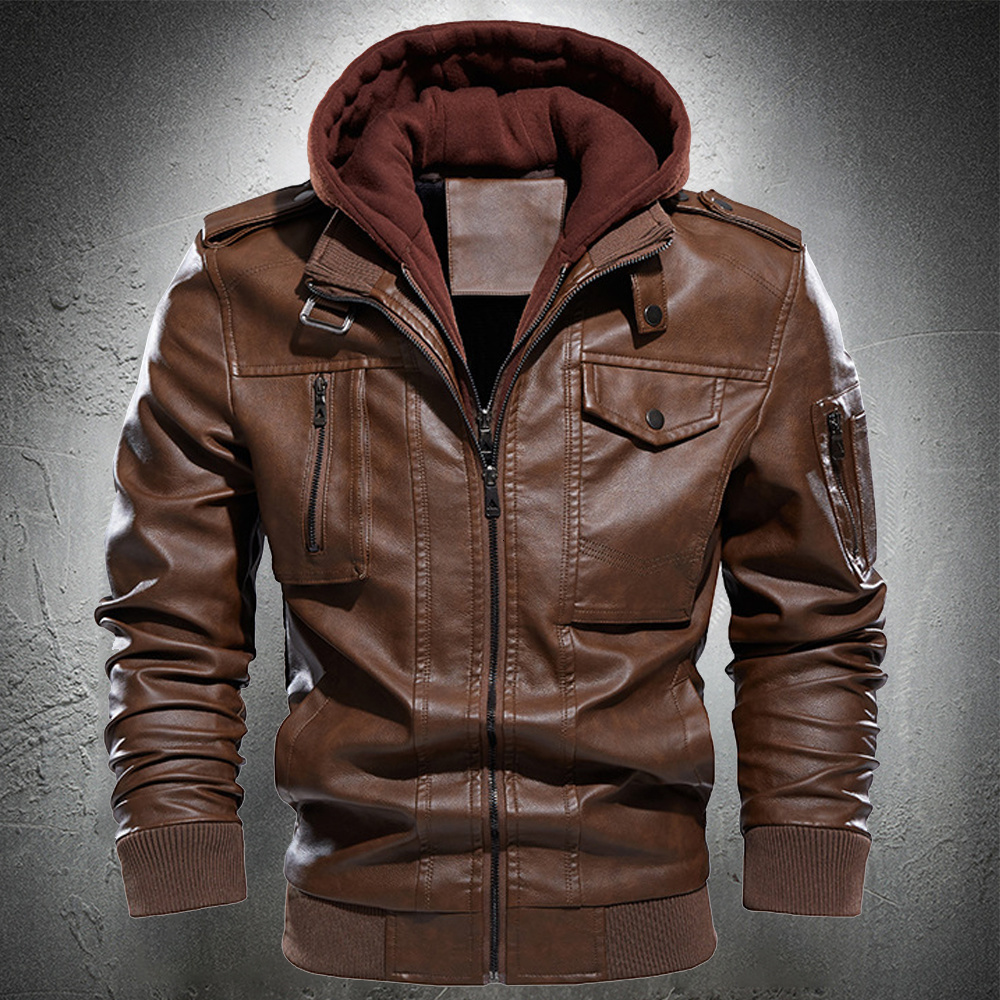 2021 New Men Autumn Winter Hooded Brown Leather Jacket Vintage Style Male Fashion Coat IJT0, Black
2021 New Men Autumn Winter Hooded Brown Leather Jacket Vintage Style Male Fashion Coat IJT0, Black