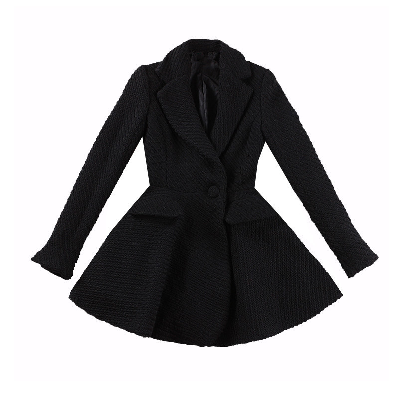 40-vintage women classy 50s pinup wool long swing coat in black plus size elegant jacket abrigo mujer mont kaban 201102