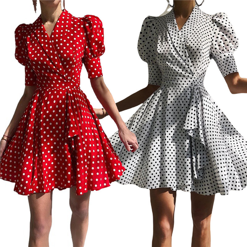 Women Fashion Puff Sleeve Mini Dress 2021 Retro Fashion Swing A-line Dresses Summer Elegant Polka Dot V-neck Lace-Up Short Dress 32H9
Women Fashion Puff Sleeve Mini Dress 2021 Retro Fashion Swing A-line Dresses Summer Elegant Polka Dot V-neck Lace-Up Short Dress 32H9