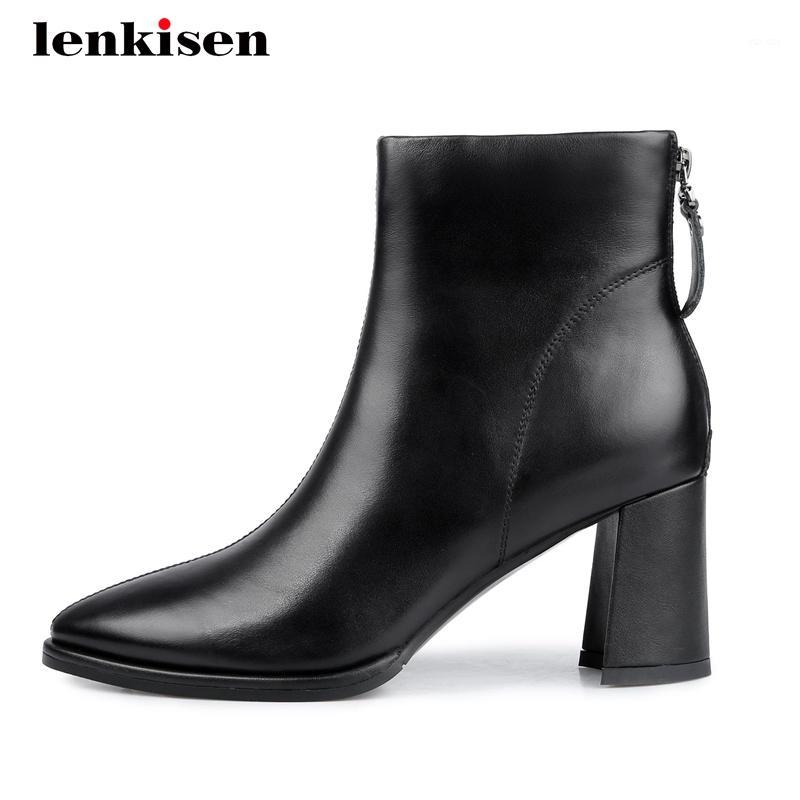 Lenkisen large size genuine leather high street fashion elegant thick high heel pointed toe zipper office lady ankle boots L551, Black kid suede
Lenkisen large size genuine leather high street fashion elegant thick high heel pointed toe zipper office lady ankle boots L551, Black kid suede