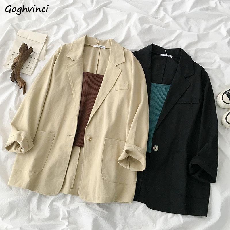 Women Blazers Loose Solid Korean Style Fashion Retro Ins Notched Pocket Single Button New All-match Temperament Casual Chic Fit, Black
Women Blazers Loose Solid Korean Style Fashion Retro Ins Notched Pocket Single Button New All-match Temperament Casual Chic Fit, Black