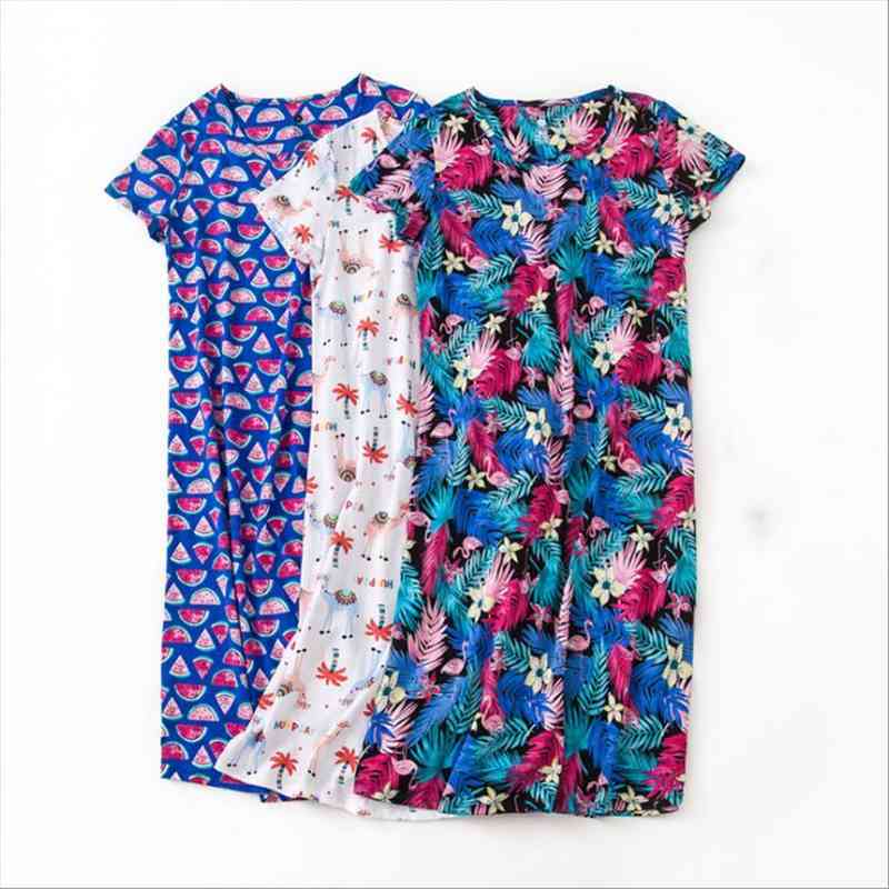 Summer Female Casual Cartoon Nighty Dress Ladies 100% Cotton Nightgown Women Short Sleeve Round Collar Sleepshirt Plus Size, Black;red
Summer Female Casual Cartoon Nighty Dress Ladies 100% Cotton Nightgown Women Short Sleeve Round Collar Sleepshirt Plus Size, Black;red