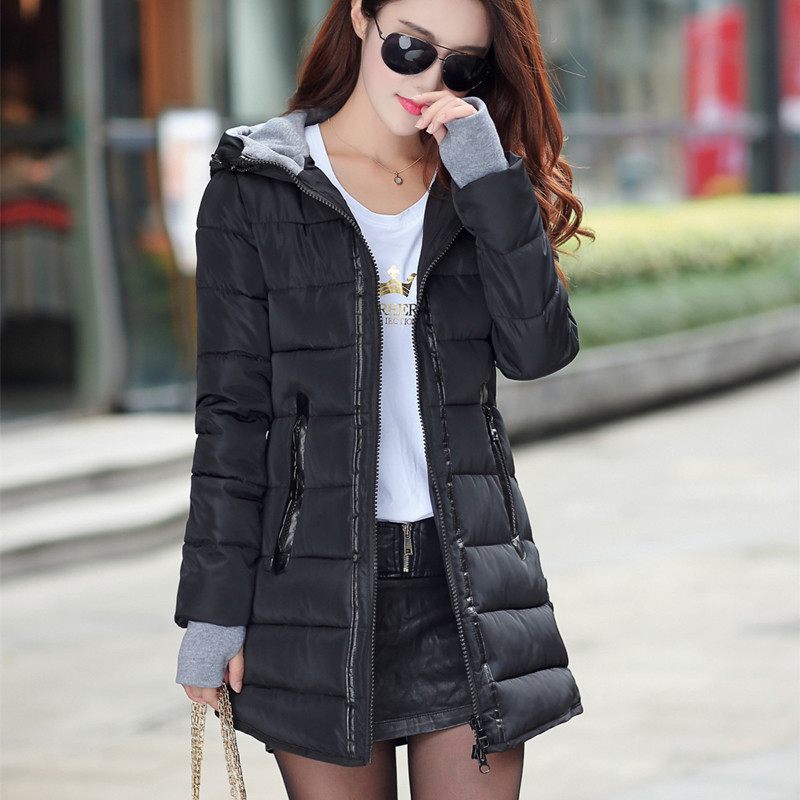 Women Winter Hooded Warm Coat Plus Size Candy Color Cotton Padded Jacket Female Wadded Long Parka Womens 201217
