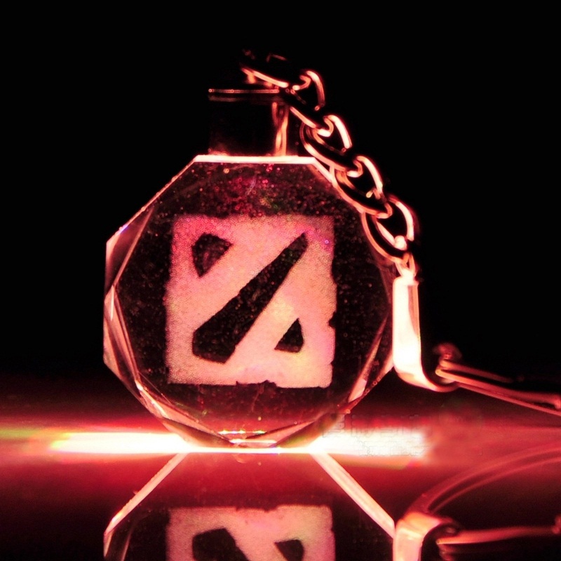 Game Movie Dota 2 Led Keychain Dota 2 Characters All Star Key Chain Ring With Box Gift For Fans Crystal Glowing Keychain