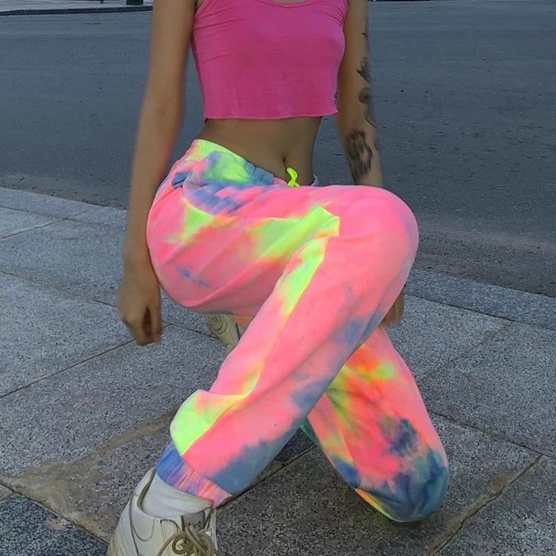 Summer Women'S Pants Sweatpants For Women TieDye Aesthetic Track Pants Streetwear Women Joggers Lose Weight Sweatpants Women 201113