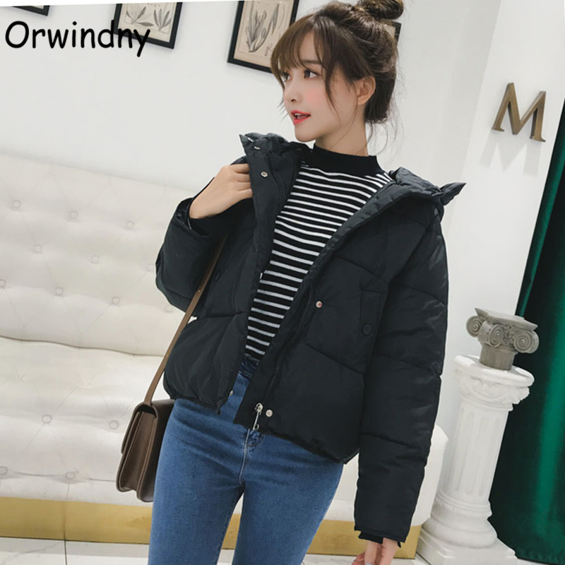 Women Short Loose Parkas Warm Winter Jacket Coat Red Cotton-padded Hooded Outerwear Autumn Thicken Clothing Orwindny 201217