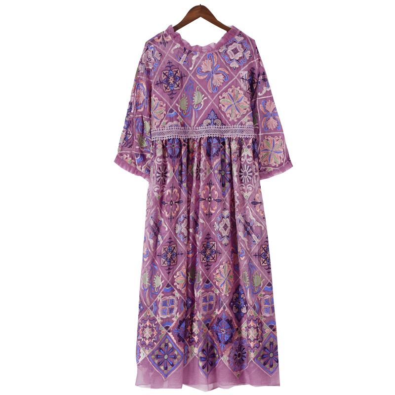 Purple Silk Flower Summer Dress Embroidery Boho Robes New Style O-neck Women Dress Elegant Luxurious Women Clothes
Purple Silk Flower Summer Dress Embroidery Boho Robes New Style O-neck Women Dress Elegant Luxurious Women Clothes