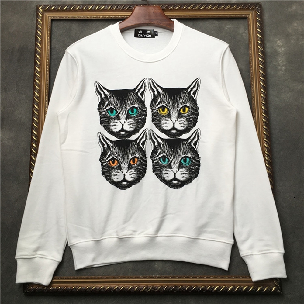 Men' 100% Cotton Pullover 4 Cat Head Prints Hooded Men Casual Long-sleeved Sweaterwear Dd|41935d517 Vnva, Black
Men' 100% Cotton Pullover 4 Cat Head Prints Hooded Men Casual Long-sleeved Sweaterwear Dd|41935d517 Vnva, Black