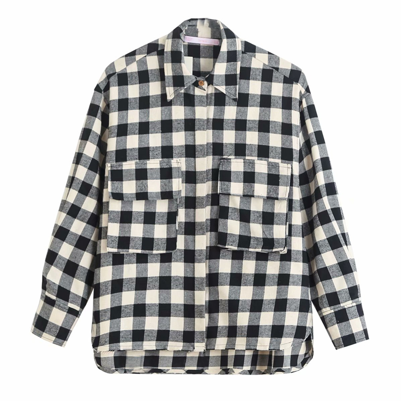 2021 New Causal Women Turn Down Collar Cotton Shirts Fashion Ladies Grey Plaid Tops Streetwear Female Chic Pocket Button Blouse 3v0a, Gray
2021 New Causal Women Turn Down Collar Cotton Shirts Fashion Ladies Grey Plaid Tops Streetwear Female Chic Pocket Button Blouse 3v0a, Gray