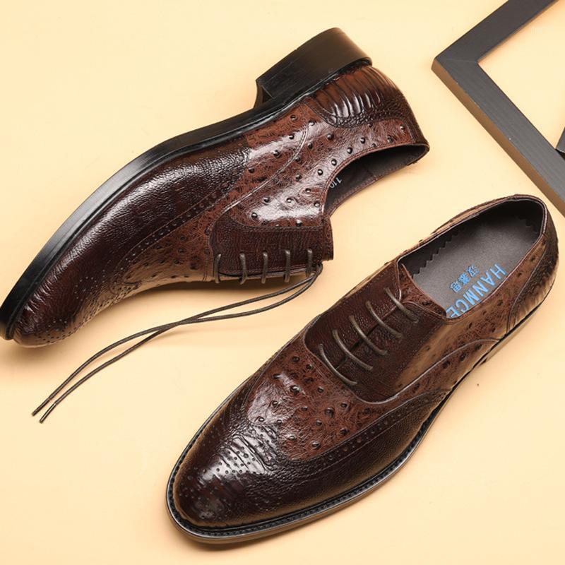 Priced straight for the new spring/summer 2020 British business casual shoes male ostrich head layer cowhide men's shoes1, Black
Priced straight for the new spring/summer 2020 British business casual shoes male ostrich head layer cowhide men's shoes1, Black