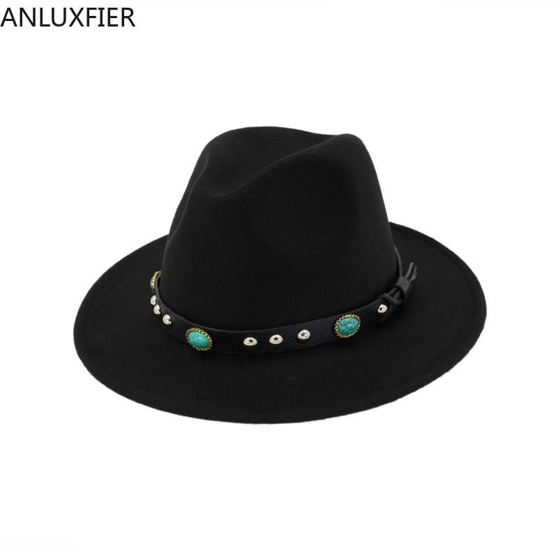H7552 Women Wool Felt Fedoras Hat Ladies Woolen Fashion Ethnic Style Cap Metal Rivet Belt Buckle Simple Jazz Casual Hats, Black
H7552 Women Wool Felt Fedoras Hat Ladies Woolen Fashion Ethnic Style Cap Metal Rivet Belt Buckle Simple Jazz Casual Hats, Black