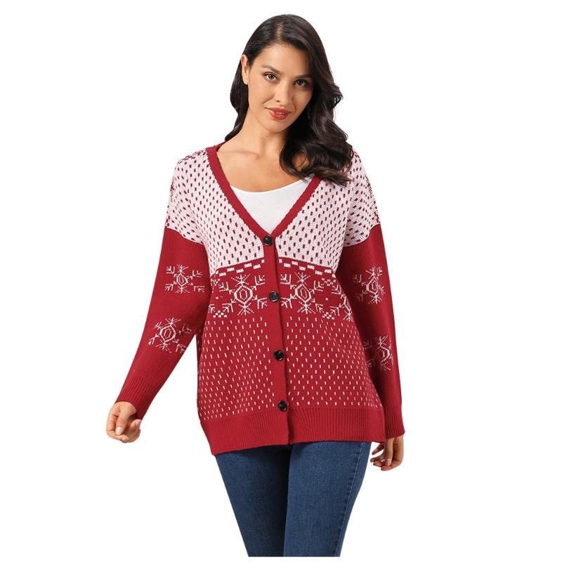 Women Sweaters Christmas V-neck Long Cardigan Sleeve Cardigan Snowflake Sweater Jersey Cuello Alto Mujer, Blue
Women Sweaters Christmas V-neck Long Cardigan Sleeve Cardigan Snowflake Sweater Jersey Cuello Alto Mujer, Blue