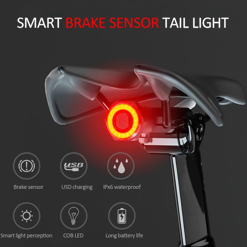 Smart Bicycle Rear Light Auto Start/Stop Brake Sensing IPx6 Waterproof USB Charge Cycling Tail Taillight Bike LED Light
Smart Bicycle Rear Light Auto Start/Stop Brake Sensing IPx6 Waterproof USB Charge Cycling Tail Taillight Bike LED Light