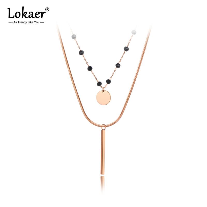 Lokaer Trendy Bohemia Stainless Steel Double-layer Chain Choker Necklace Jewelry Beach Crystal Pendant Necklace For Women N20209
Lokaer Trendy Bohemia Stainless Steel Double-layer Chain Choker Necklace Jewelry Beach Crystal Pendant Necklace For Women N20209